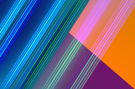 abstract background with blue, orange, pink and purple diagonal stripes