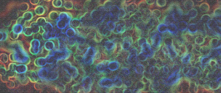 abstract background: multi-colored spots of paint on the fabric