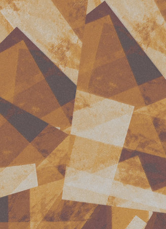 abstract background with geometric shapes and grunge paper texture, brown and yellowの写真素材