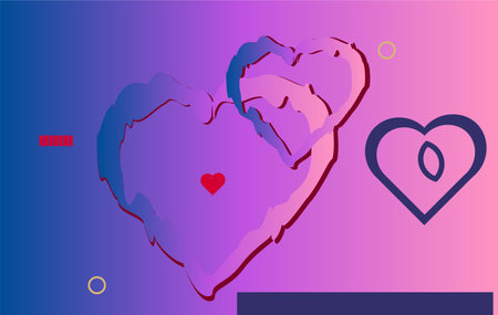 Circle Hearts Set. Best Friends banner designのイラスト素材