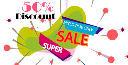 Summer sale offer banner decorative elements with its symbol, colorful modern and fashionable design,&#xD;&#xA;のイラスト素材