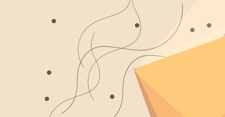 Abstract geometric background with wavy lines and dots. Vector illustration.のイラスト素材