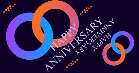 Happy Anniversary Card with Colorful Rings. Vector Illustration EPS10