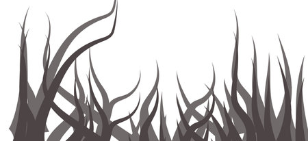 Illustration of grass silhouettes on white background with space for textのイラスト素材
