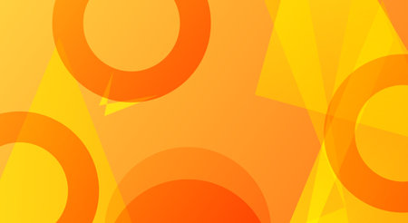 Abstract geometric background with circles and triangles. Vector illustration. Orange color.のイラスト素材