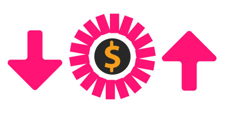 Dollar and arrow icon. Dollar and arrow icon. Vector illustrationのイラスト素材