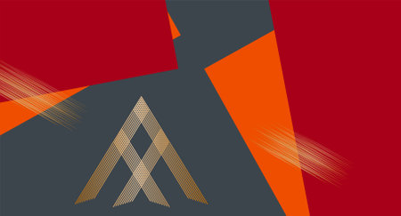 Abstract geometric background in red, orange and black colors. Vector illustration.