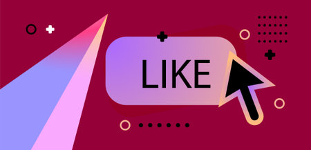 Vector illustration of a banner with the inscription like and an arrow.