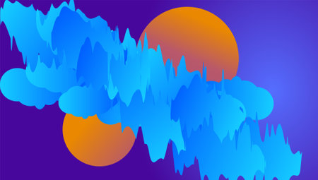 Winter landscape with clouds and sun. Vector illustration. Eps 10.