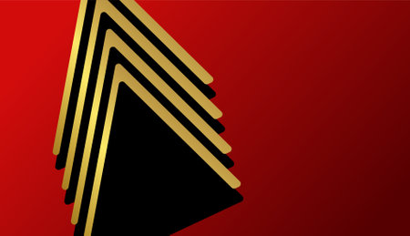 Abstract 3d gold arrow on a red background. Vector illustration.