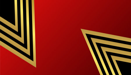 Luxury red background with golden triangles. Vector illustration for your design.のイラスト素材
