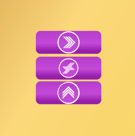 Arrow icon in flat style on yellow background. Vector illustration.