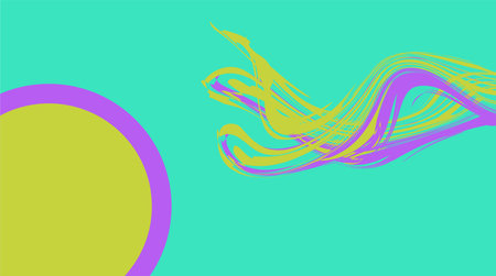 abstract background with purple and yellow wavy lines on a green background