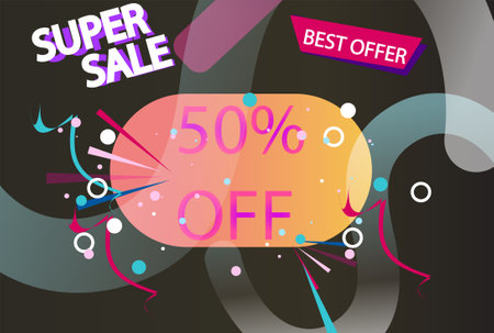 Super Sale 50% off banner. Vector illustration for your design.のイラスト素材