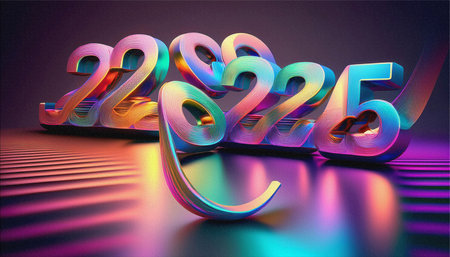 Happy new year 2025 decoration background greeting card. AI Generatedの素材
