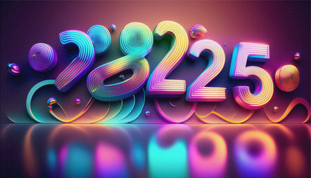 Happy new year 2025 decoration background greeting card. AI Generatedの素材