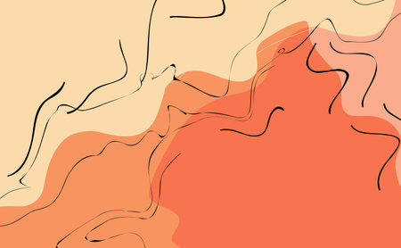 abstract orange background with smooth lines and spots, vector illustration.のイラスト素材
