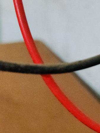 Close-up of a red wireの写真素材