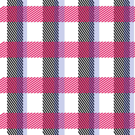 Seamless tartan plaid pattern in pink and white colors