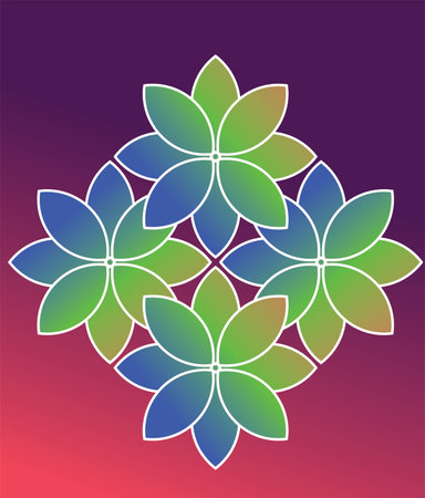 Illustration of a colorful flower mandala on a purple background.のイラスト素材