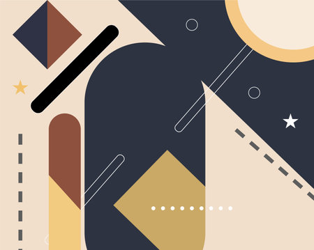 Abstract background with geometric shapes in memphis style. Vector illustration.のイラスト素材