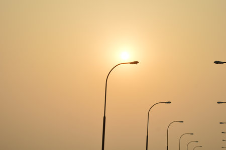 street light in the evening, closeup of photo, north china