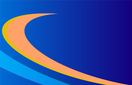 abstract blue background with yellow and orange curved lines - vector illustrationのイラスト素材