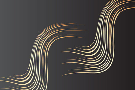 Abstract gold lines on a black background. Vector illustration for your designのイラスト素材