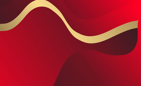 Abstract red background with golden lines. Vector illustration for your design.のイラスト素材