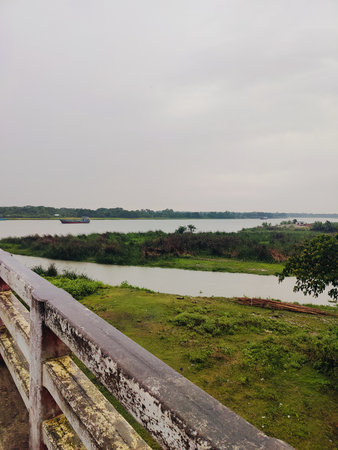 Beautiful view of river with clear sky and green surroundings