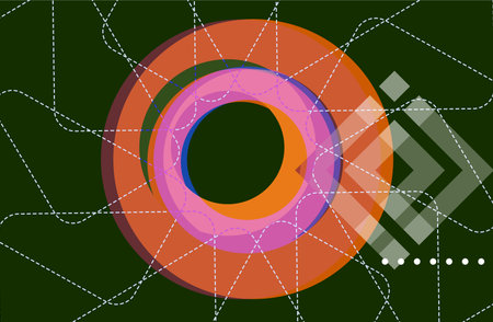 Abstract geometric background with circles, lines and dots. Vector illustration.のイラスト素材