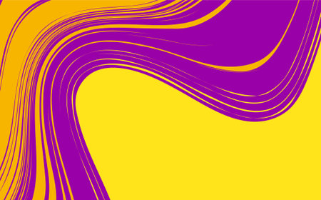 abstract background with wavy lines in yellow and purple colors.のイラスト素材