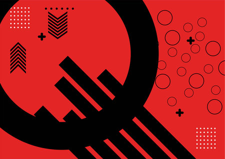 Abstract background with geometric elements. Vector illustration in red and black colors.のイラスト素材