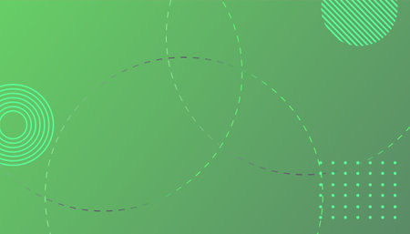 Green abstract background with circles and lines. Vector illustration for your design