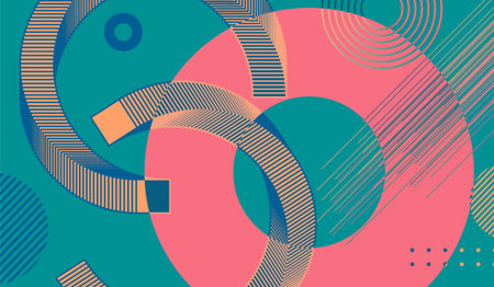abstract geometric background with circles and lines in retro style, vector illustration