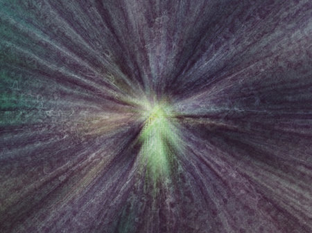 abstract background: green rays of light on a dark purple background