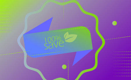Vector illustration of a spring sale banner with green leaves on purple background.