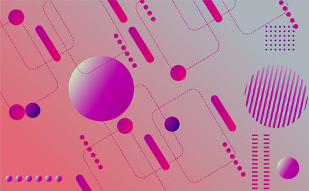 Abstract geometric background with circles, lines and dots. Vector illustration.のイラスト素材