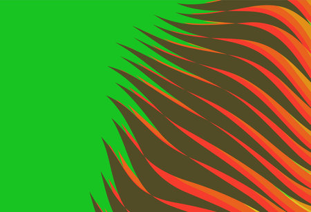 Abstract background with wavy lines in orange and green colors. Vector illustrationのイラスト素材