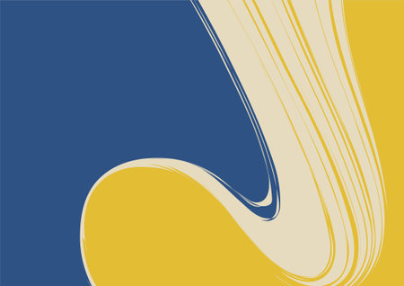 abstract background with yellow and blue wavy lines, vector illustrationのイラスト素材
