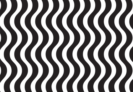 Wavy, waving, billowy, squiggle lines. Curvy, squiggle, squiggle parallel stripes. Abstract geometric black and white backgroundのイラスト素材