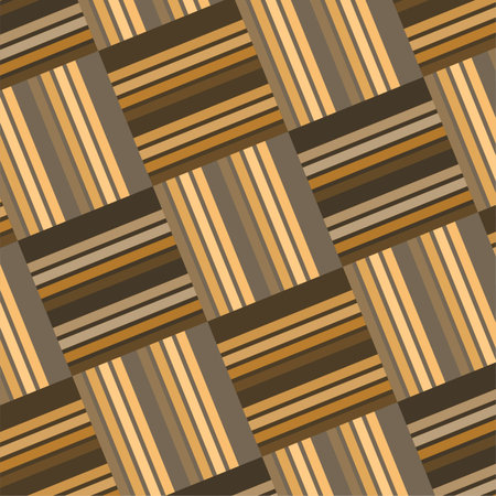A rich, earth-toned woven pattern featuring alternating light and dark brown stripes. Ideal for backgrounds in textile, interior decor, branding, or graphic design projects seeking warm, retro vibes.のイラスト素材