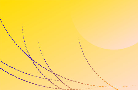abstract background with lines and circles in yellow and purple colors.のイラスト素材