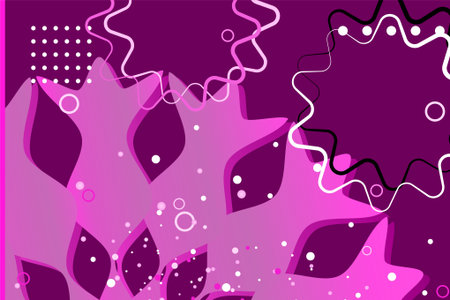 abstract background with leaves and dots in purple colors, vector illustrationのイラスト素材