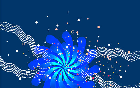 abstract blue flower on a dark blue background, vector illustration.のイラスト素材
