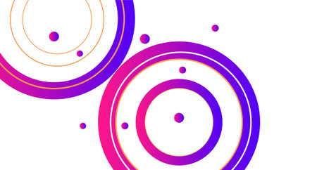 Abstract blue purple lines circle, gradient shapes and dots on white background perfect for banner and poster designのイラスト素材
