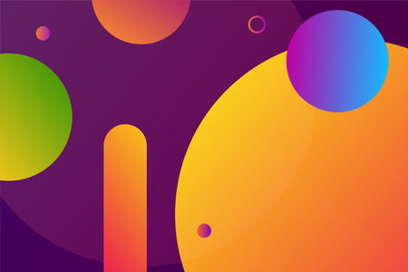 abstract background with circles and dots in purple and orange colors.のイラスト素材