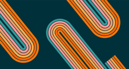 Abstract retro background of rainbow wavy Line design . Retro style. Vector lines pattern ready to...