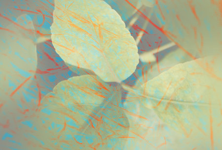 Modern abstract greeting card background featuring soft grain nature leaves texture, smooth shapes, Ideal for banners, posters, wallpapers, and creative designs.の写真素材