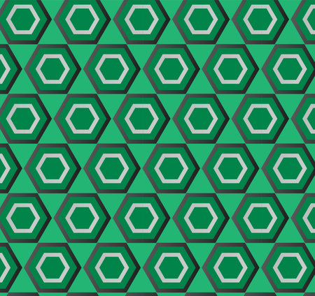 Seamless pattern with hexagons on a green background. Vector illustration.